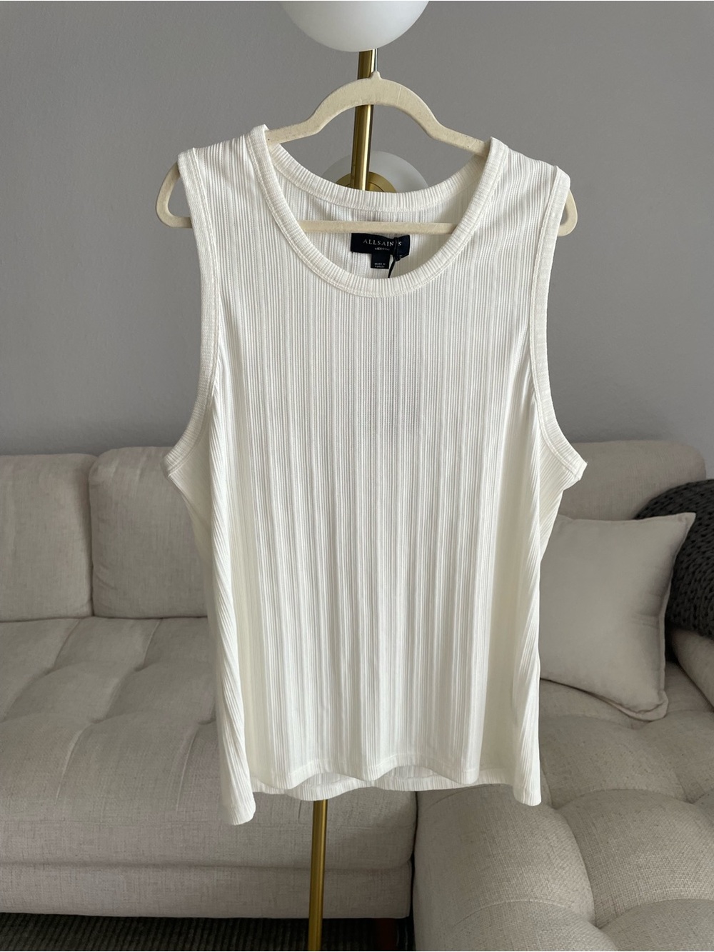 NWT All Saints Denver Textured
Pullover Scoop Neck Tank Top Off-White MSRP $90